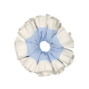 Blue & White Ruffled Scrunchies
