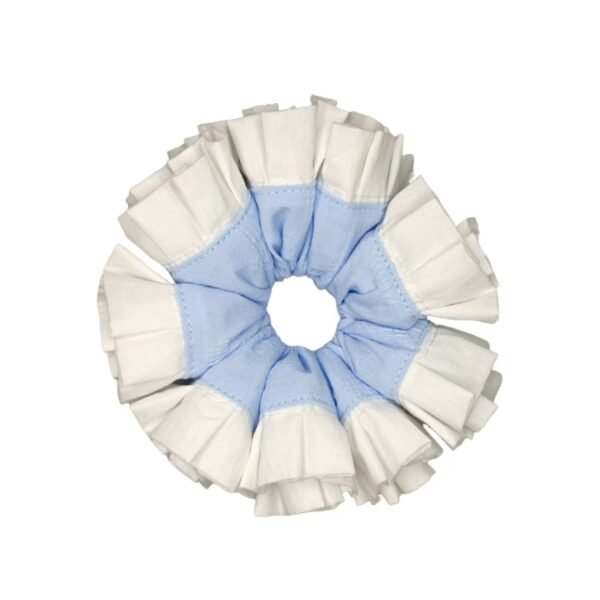 Blue & White Ruffled Scrunchies