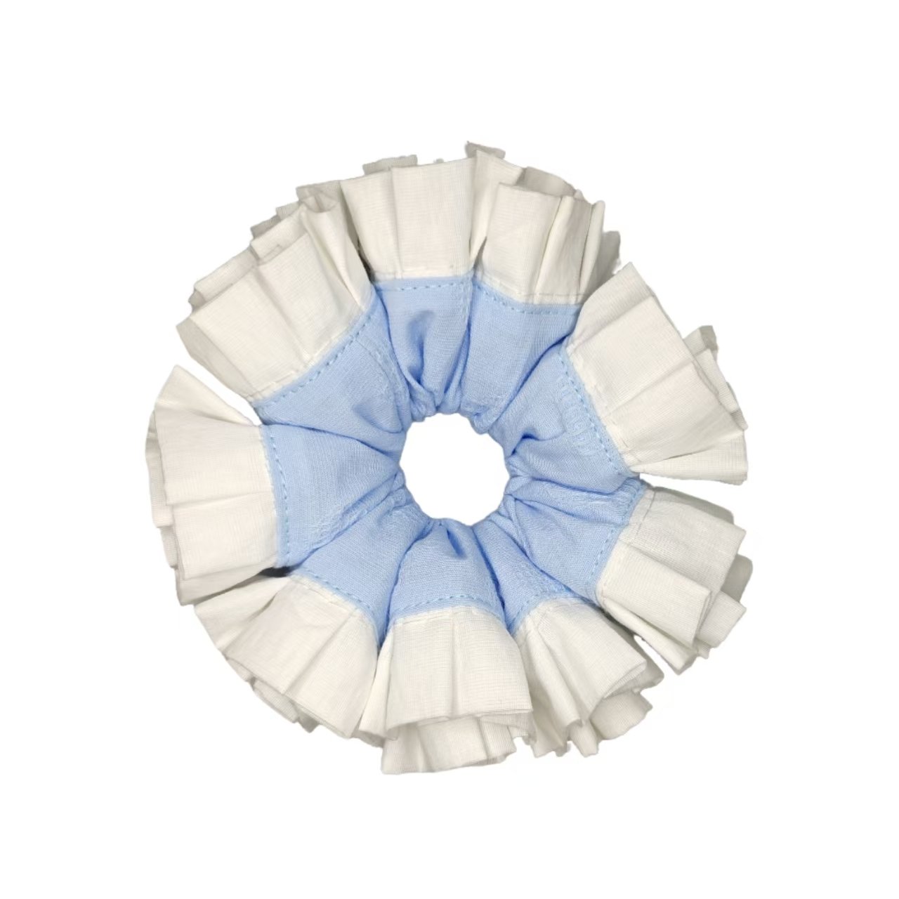 Blue & White Ruffled Scrunchies
