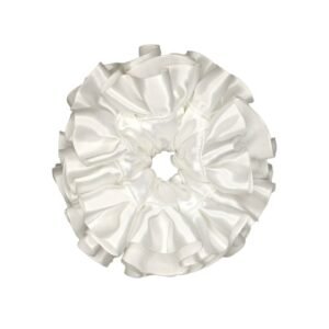 Oversized White Satin Scrunchie