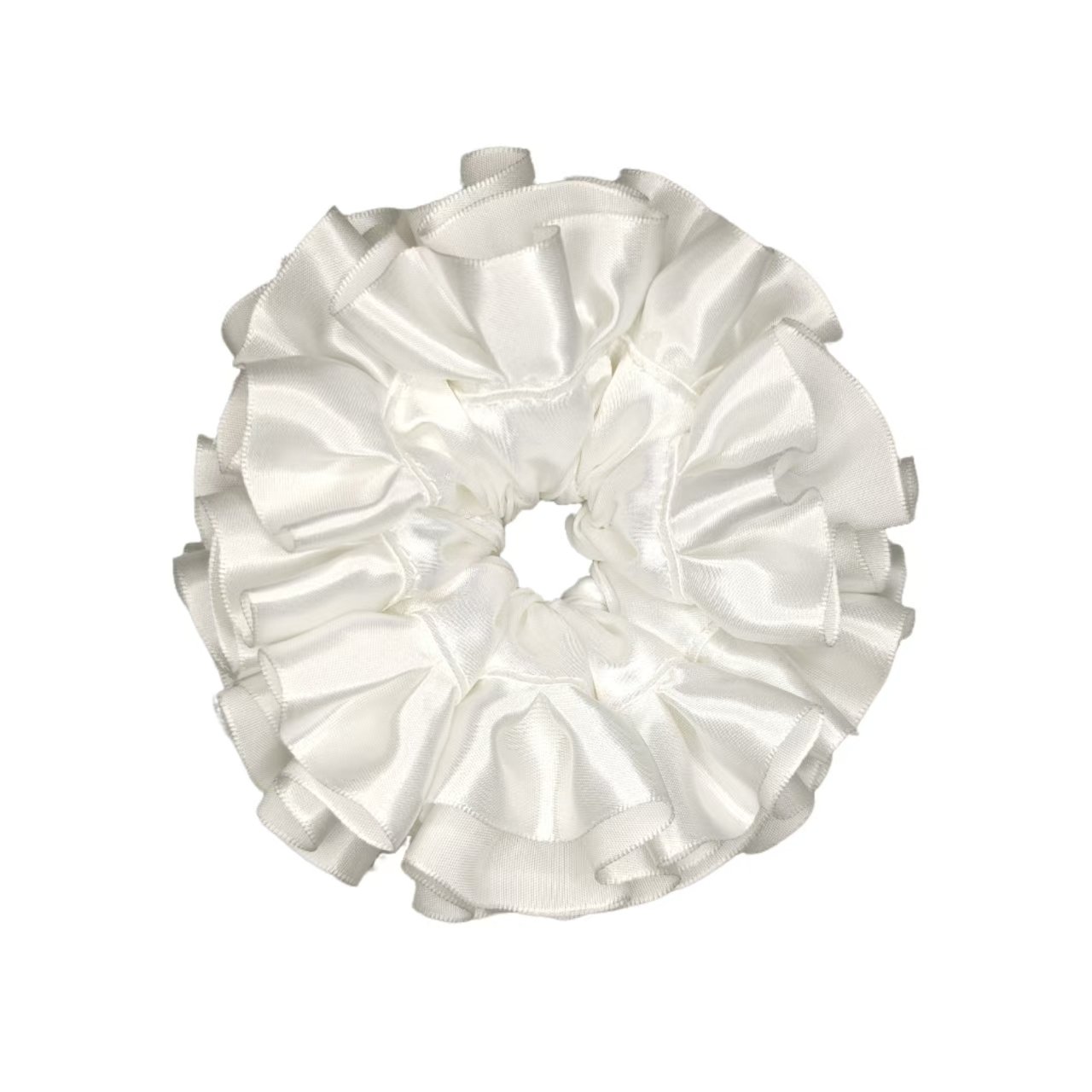 Oversized White Satin Scrunchie